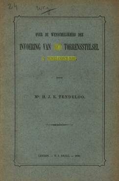 Article 189500000917: Over de wenschelijkheid der invoering van het Torrensstelsel in Nederlandsch ...