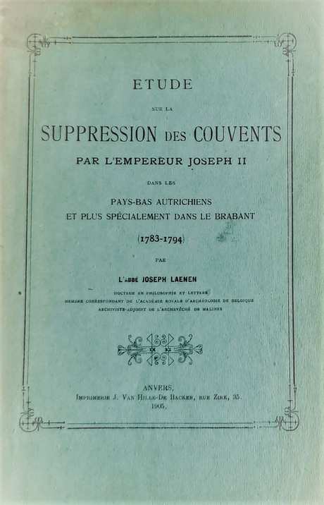 Book cover 19050007: LAENEN Joseph Abbé | Etude sur la suppression des couvents par l