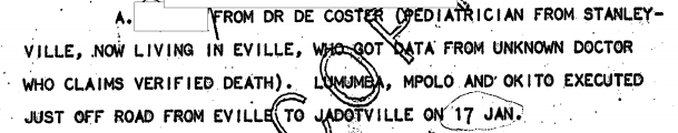 Article 196102091465: CABLE TO DIRECTOR FROM ELISABETHVILLE RE LUMUMBA FATE IS BEST KEPT SECRET IN KATANGA