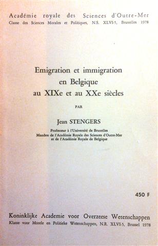 Book cover 19780205: STENGERS Jean | Emigration et immigration en Belgique au XIXe et au XXe siècles.