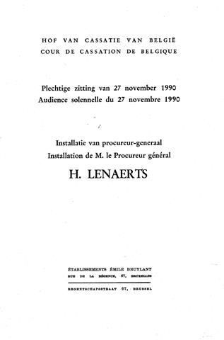 Book cover 19900070: LENAERTS Herman, Procureur-generaal | Plechtige zitting van 27 november 1990. Installatie van procureur-generaal Herman Lenaerts. 