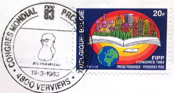Article 201409061649: Postzegel FIPP 83 - Uitgegeven naar aanleiding van het FIPP-congres te Brussel in mei 1983
