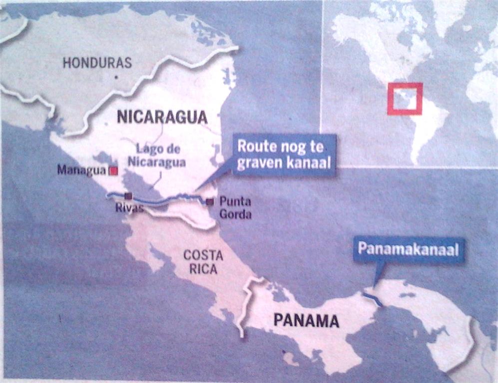 Article 201409221034: september 2014: Chinezen willen kanaal gaan graven door Nicaragua