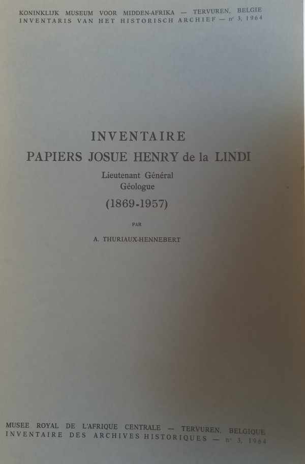 Book cover 202206231624: THUTIAUX-HENNEBERT A. | Inventaire papiers Josue Henry de la Linde