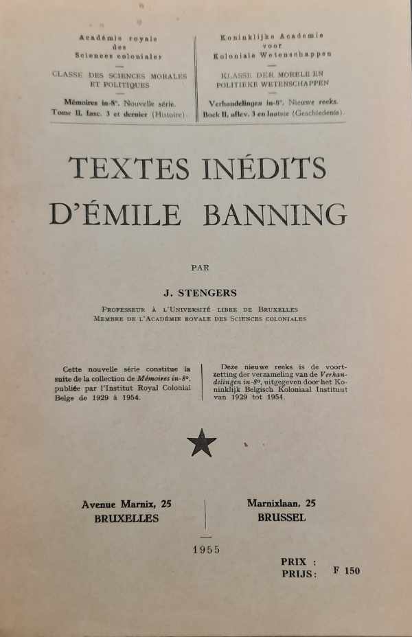 Book cover 202303151445: STENGERS Jean, [BANNING Emile] | Textes inédits d