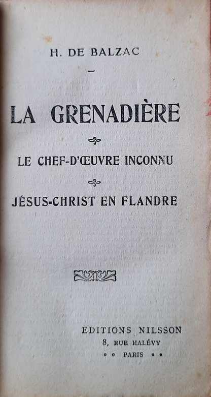 Book cover 37607: DE BALZAC H. / LE SAGE / ROUSSEAU J.J. / BEAUMARCHAIS | La grenadière. Le chef-d